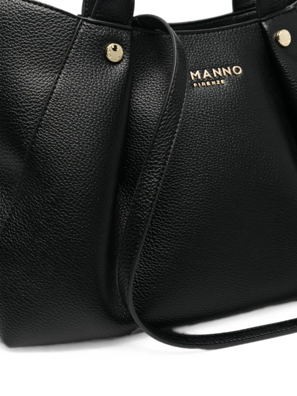 ERMANNO FIRENZE Shopper van bewerkt leer met logo-plakkaat Zwart