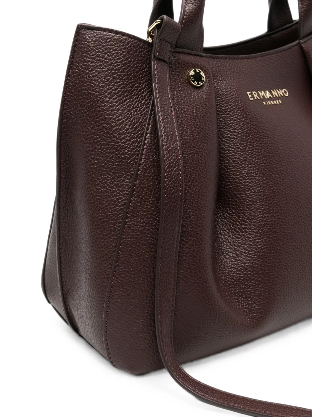 ERMANNO FIRENZE Shopper van bewerkt leer met logoplakkaat Bruin