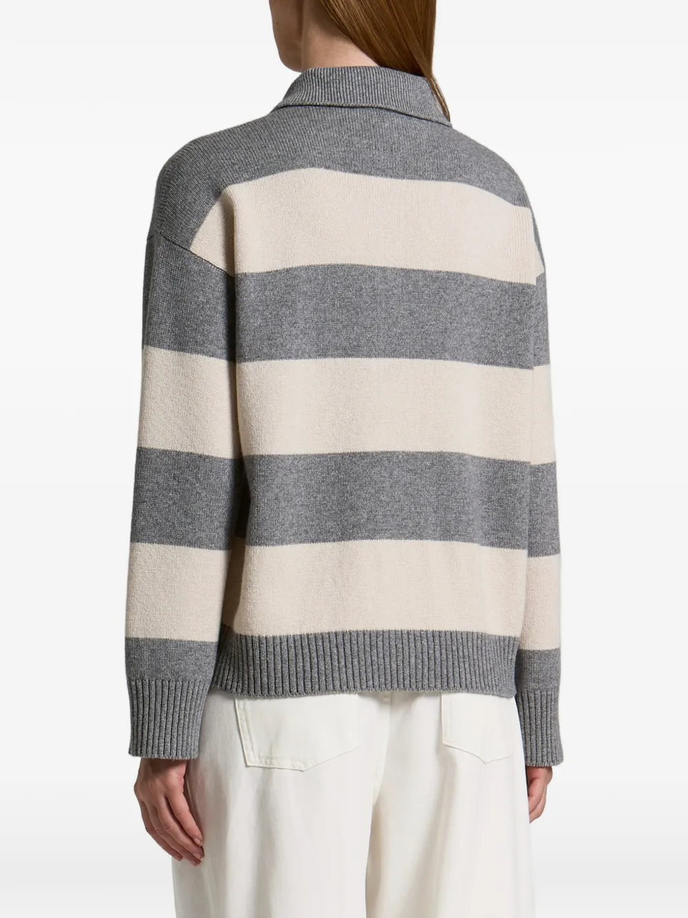 Peserico striped polo-collar sweater Grijs