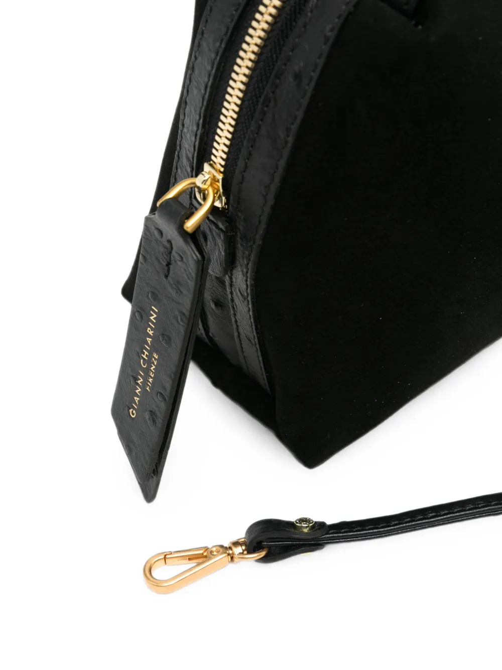 GIANNI CHIARINI Alifa leren tas met struisvogel-effect Zwart