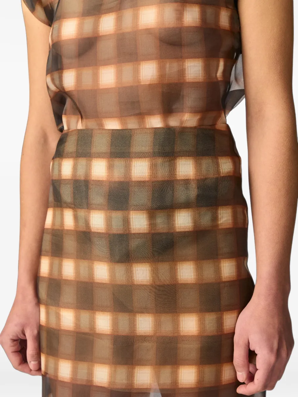 Monse Geruite midi-rok Bruin