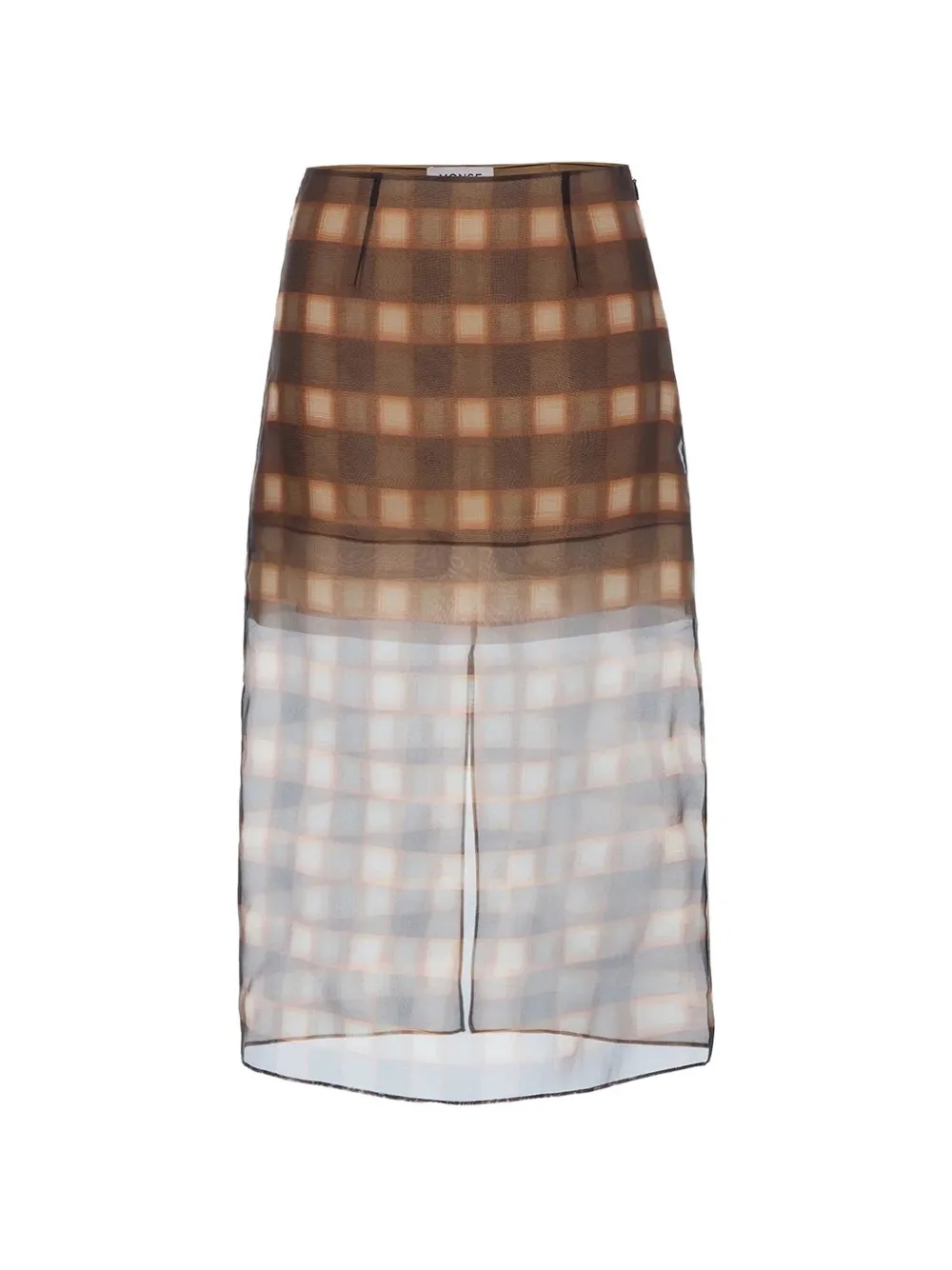 Monse check-pattern sheer midi skirt - Marrone