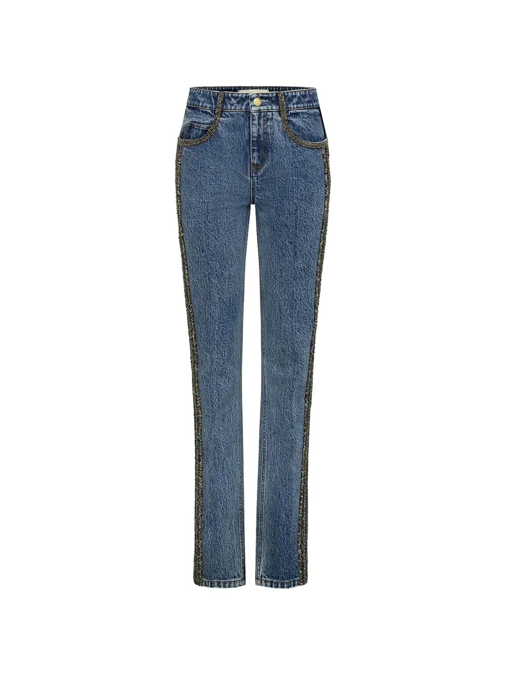 Hellessy Arlo braided-trim straight-leg jeans - Blu