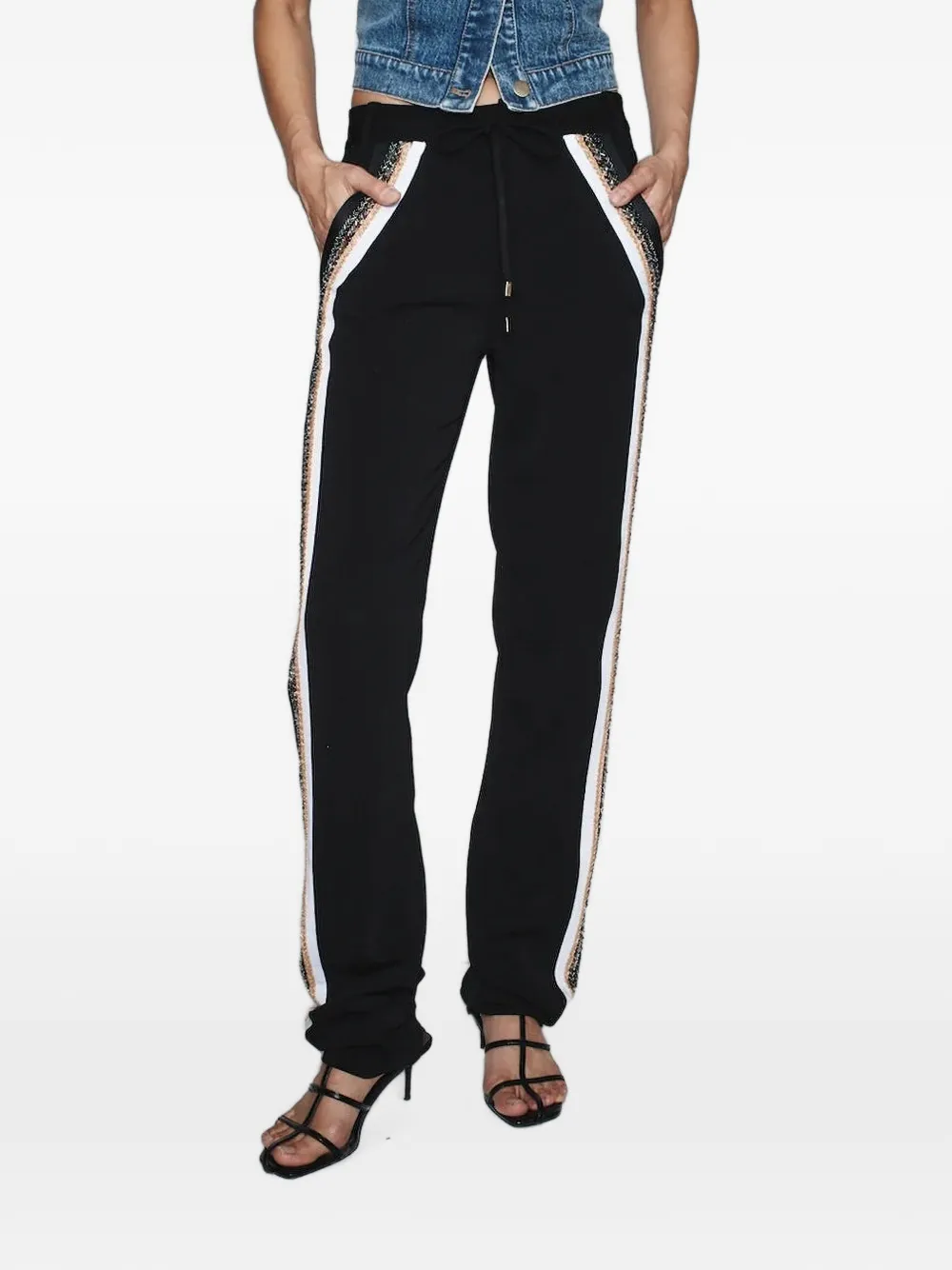 Hellessy Toni broek met trekkoordtaille en pailletten Zwart