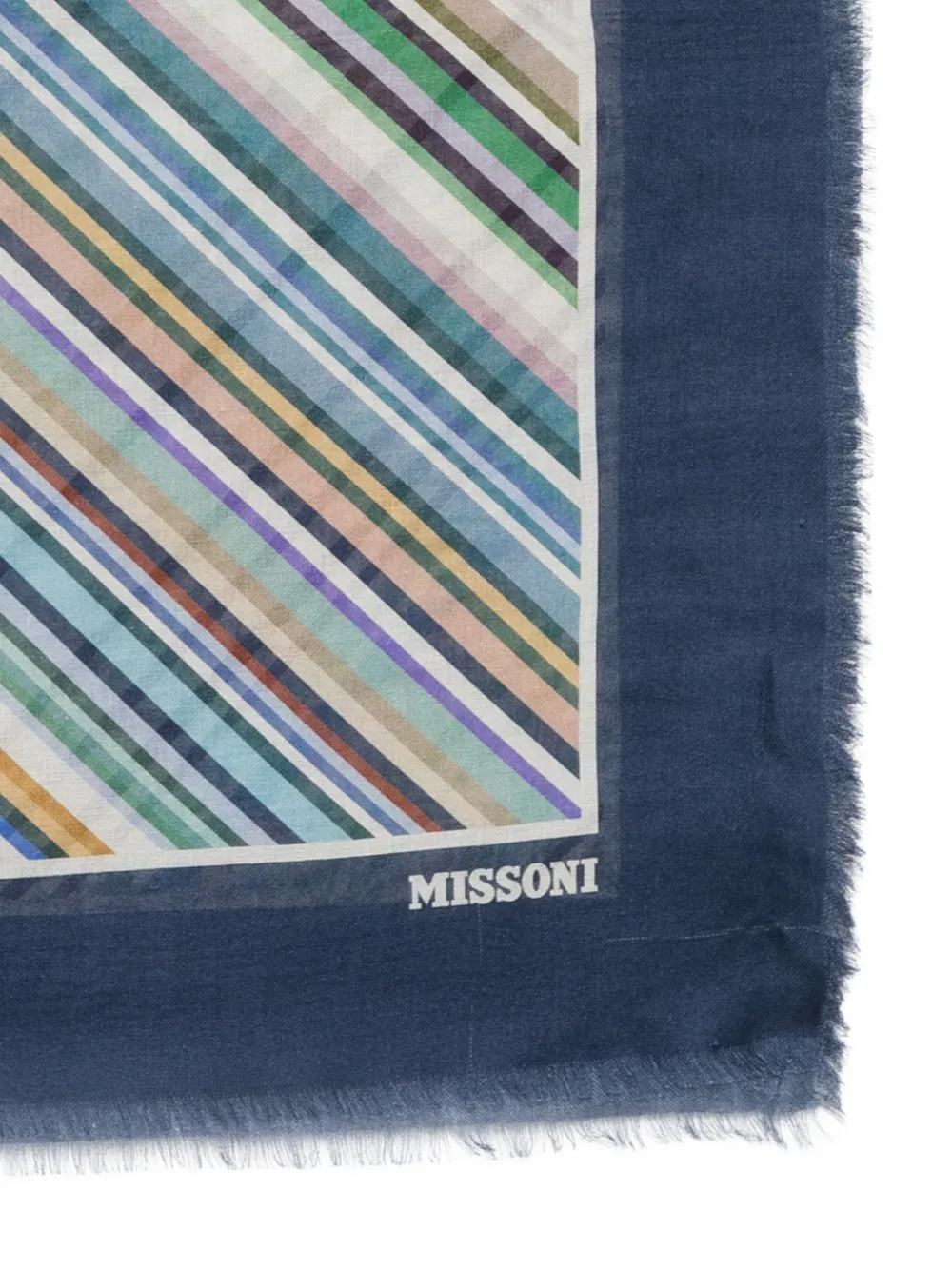 Missoni Sjaal met diagonale streep en franje Blauw
