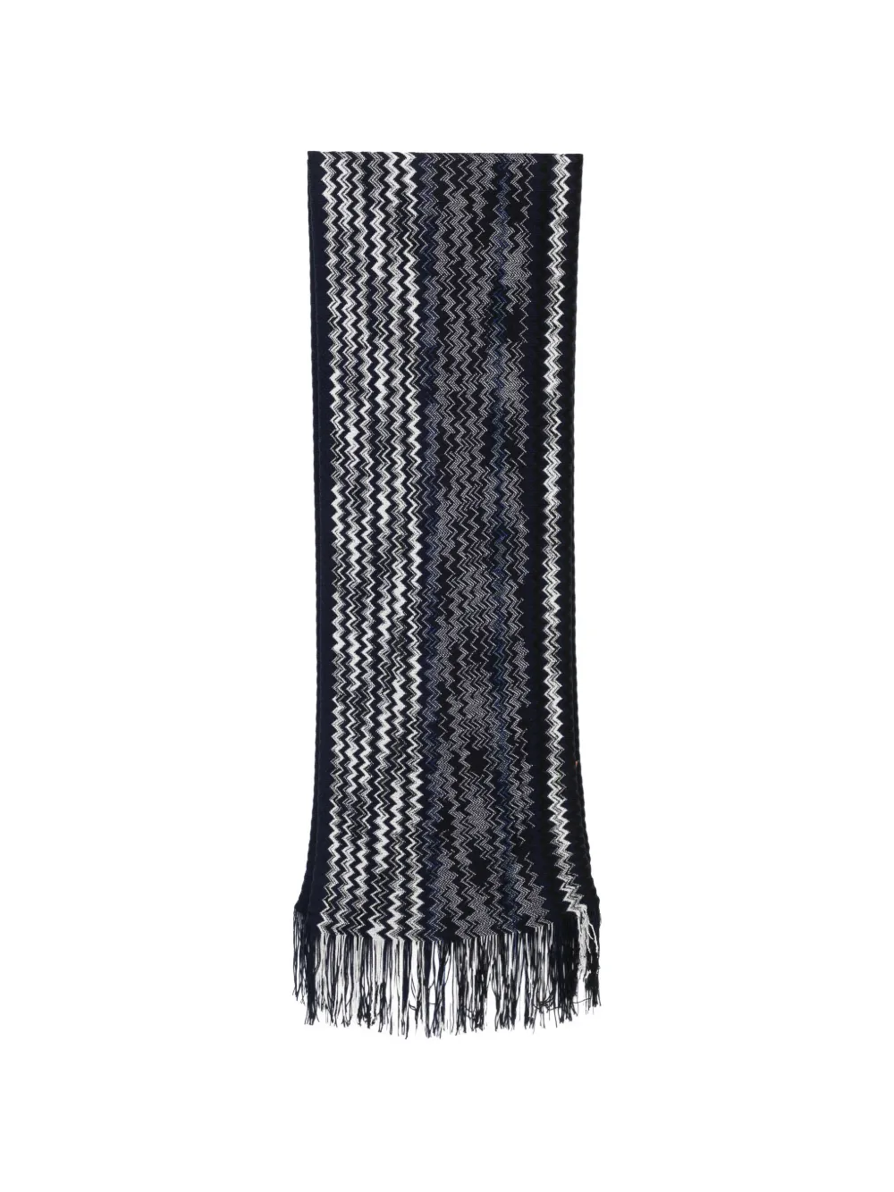Missoni zigzag-knit fringed scarf - Blu