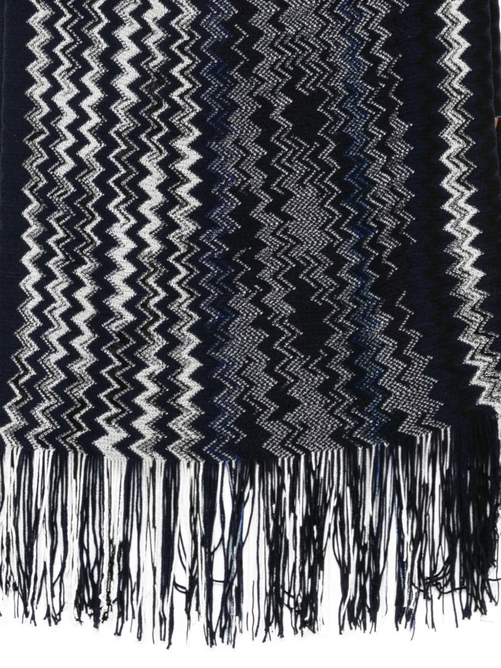 Missoni Zigzag-knit Fringed Scarf in Blue, view 3
