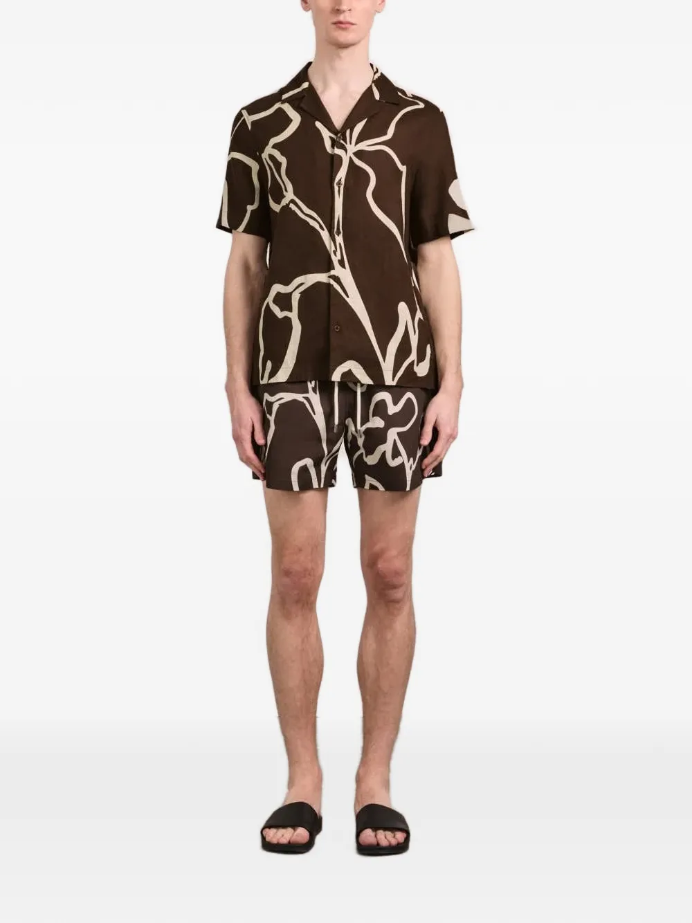 Frescobol Carioca Overhemd met abstracte print Bruin