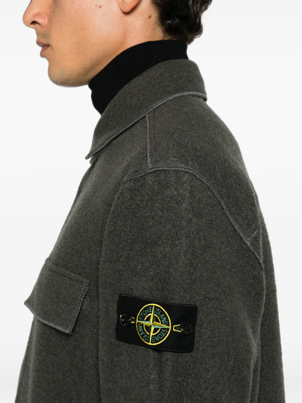 Stone Island Shirtjack met logopatch Grijs