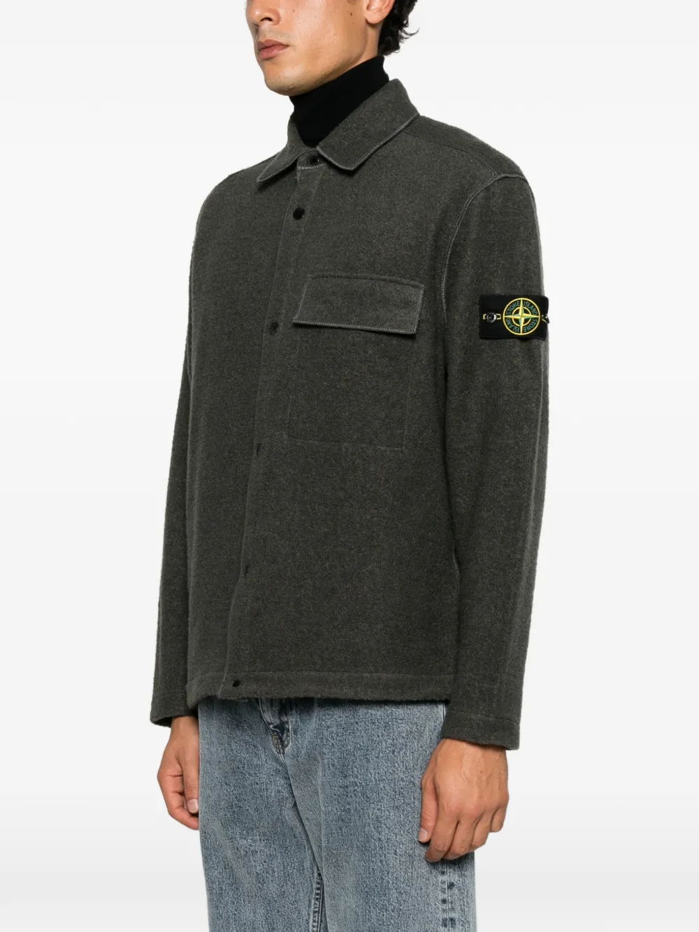 Stone Island Shirtjack met logopatch Grijs