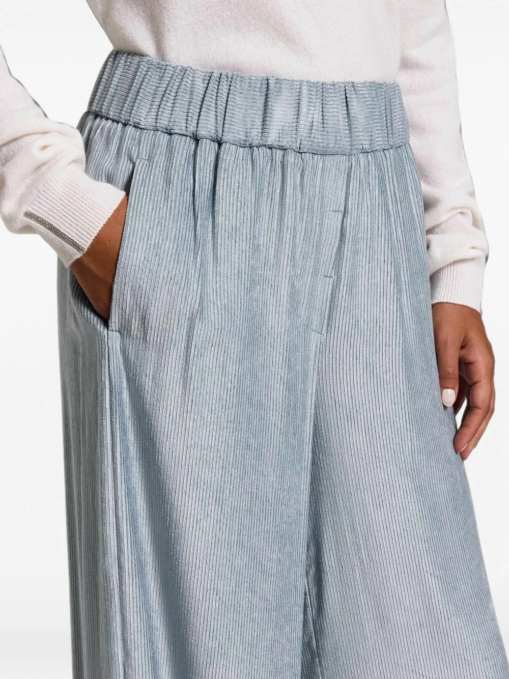 Peserico plissé-effect wide-leg trousers Blauw
