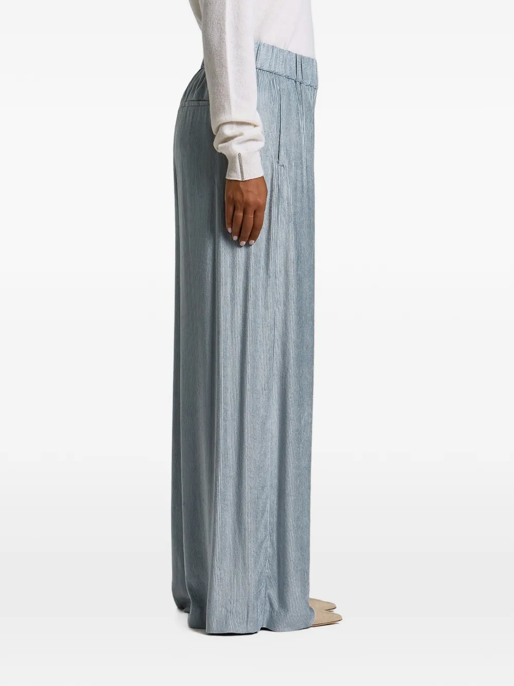 Peserico plissé-effect wide-leg trousers Blauw