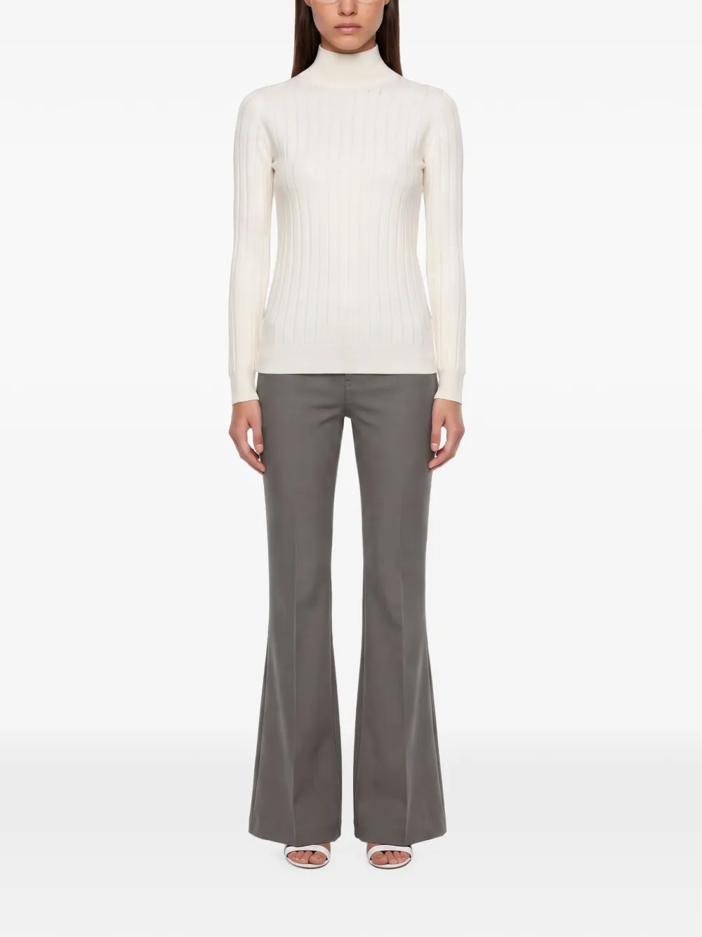 Tagliatore Ribbed-knit High-neck Sweater in Neutrals, view 2