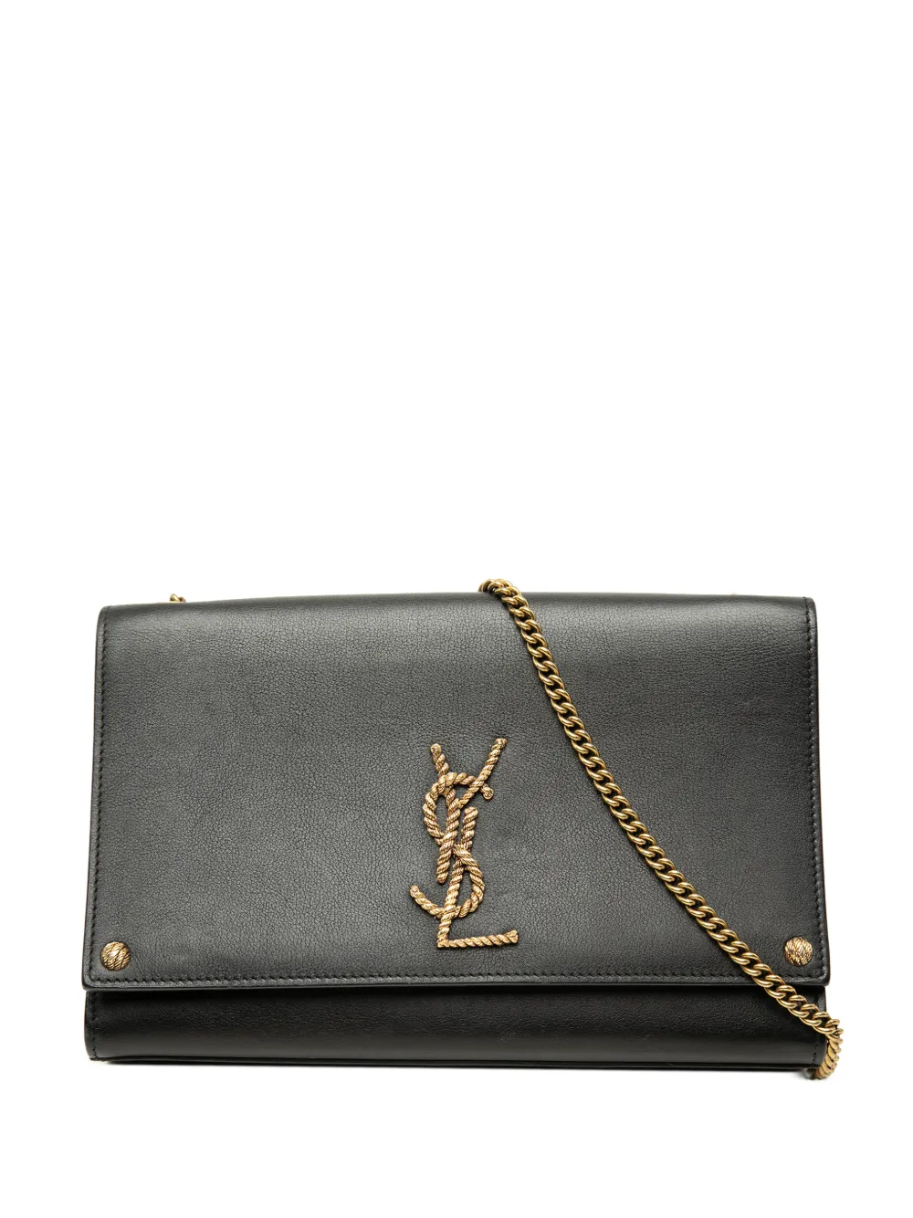 Saint Laurent Pre-Owned 2016 Medium Smooth Calfskin Braided Monogram Kate crossbody bag - Nero