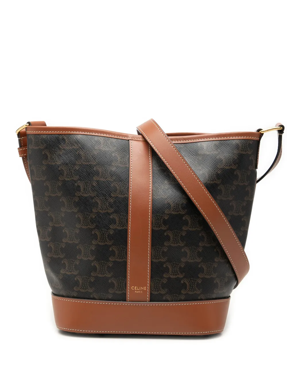 Celine Pre-Owned 2023 Small Triomphe Coated Canvas bucket bag - Marrone