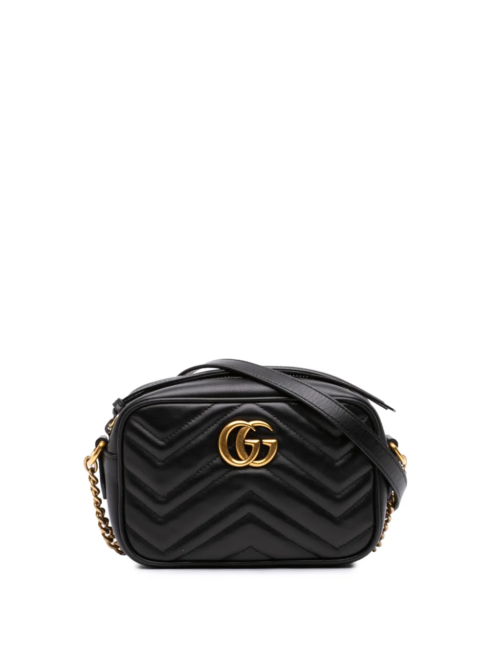 Gucci Pre-Owned 2016-2026 Mini GG Marmont Matelasse Calfskin crossbody bag - Nero
