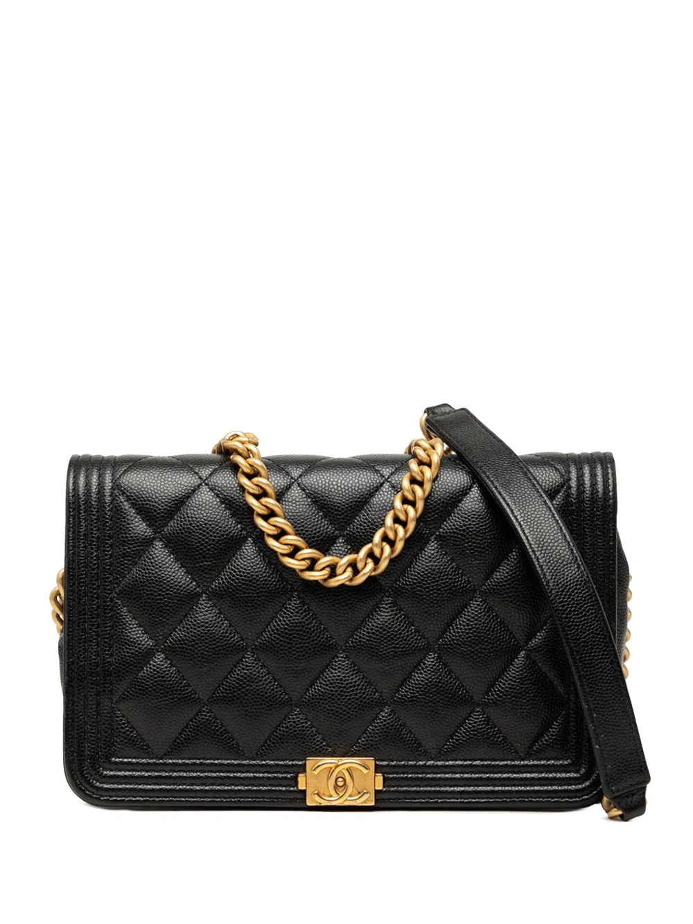 CHANEL Pre-Owned 2021-2026 Quilted Caviar Boy Wallet on Chain crossbody bag - Nero