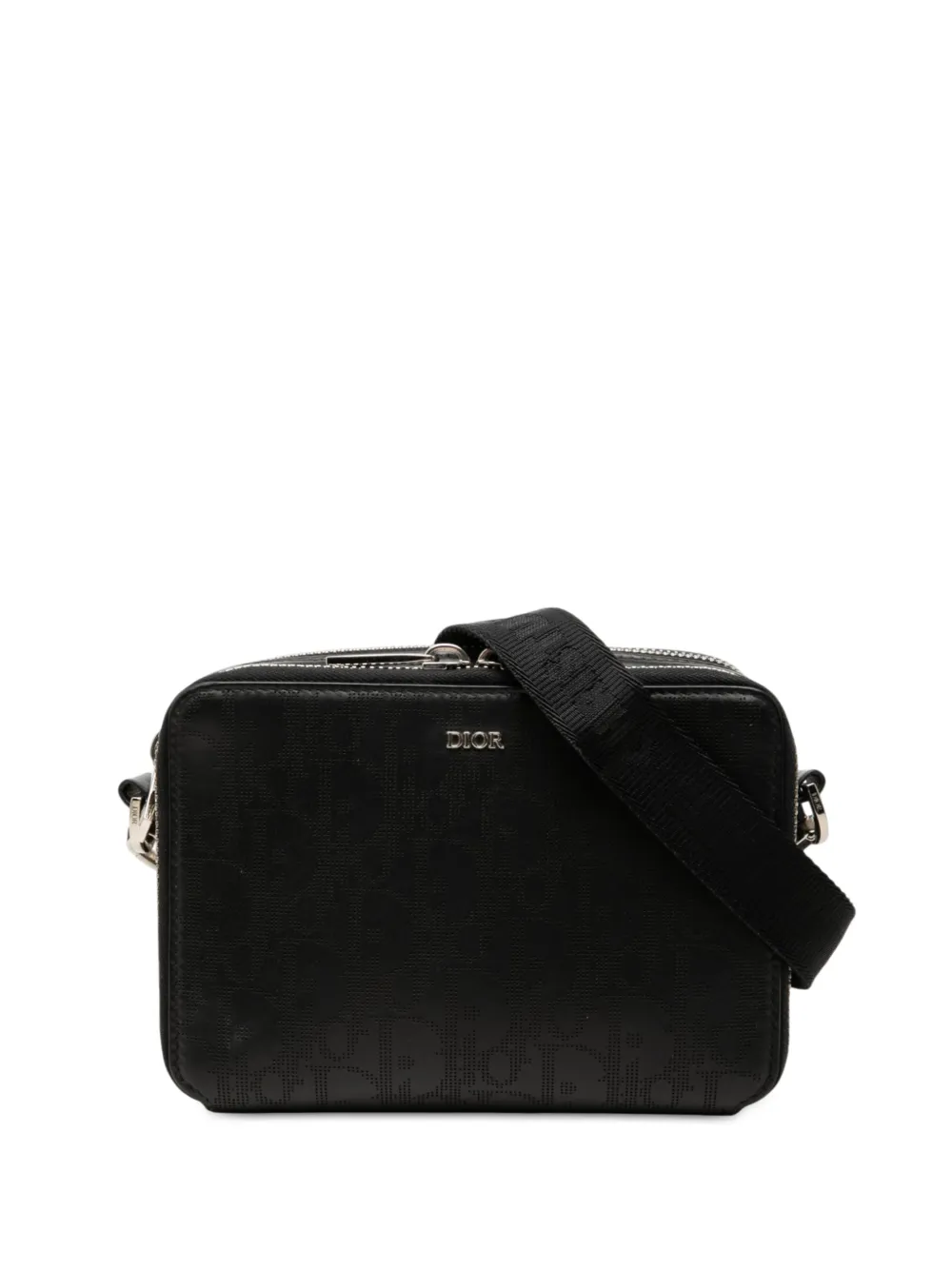 Christian Dior Pre-Owned 2023 Oblique Perforated Calfskin Galaxy Pouch with Strap crossbody bag - Nero