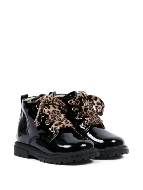 Walkey patent-leather leopard-laces boots