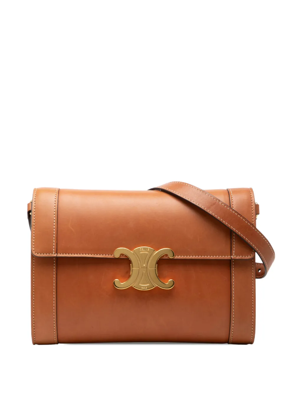 Celine Pre-Owned 2021 Calfskin Triomphe crossbody bag - Marrone