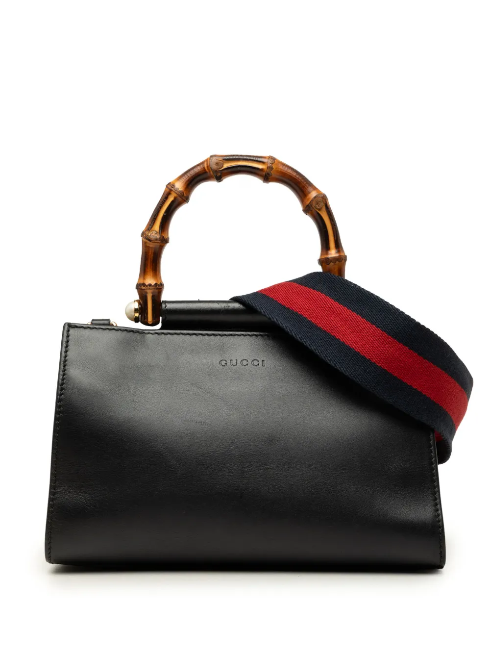 Gucci Pre-Owned 2000-2015 Mini Nappa Bamboo Web Nymphaea Top Handle Bag satchel - Nero