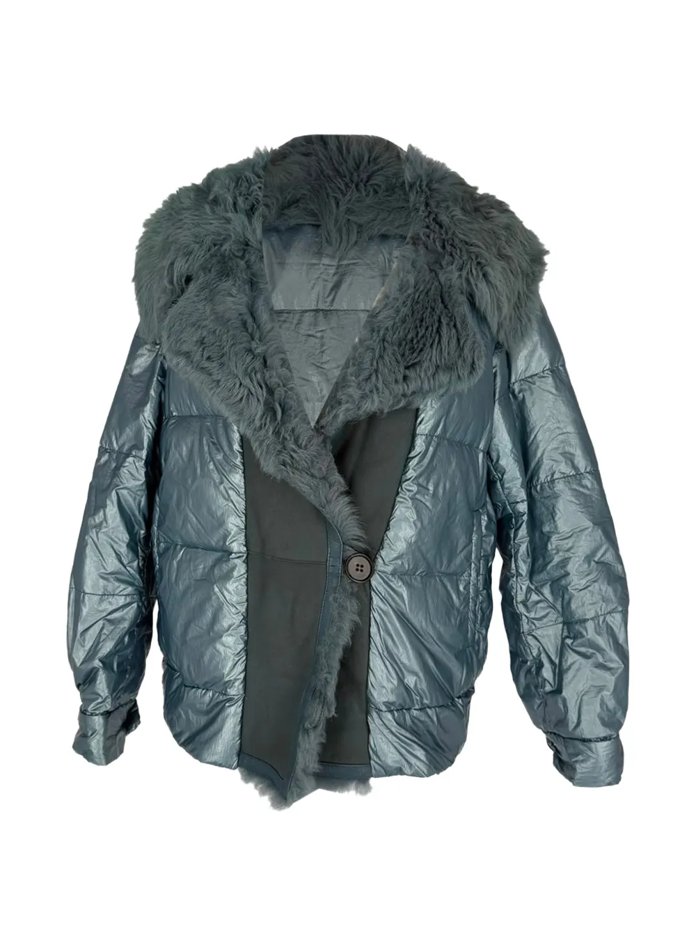 Prada Pre-Owned faux-fur hood down jacket - Blu