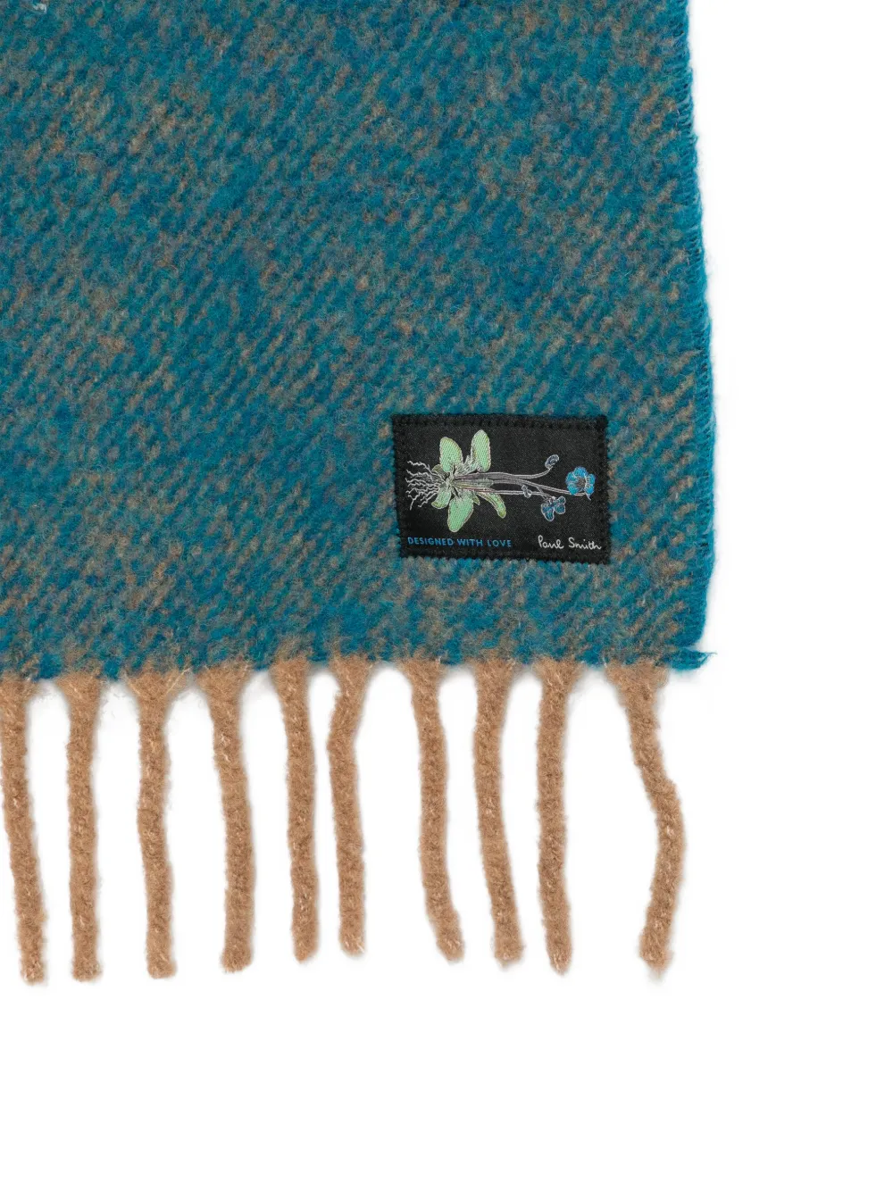Paul Smith colour-block fringed scarf Blauw