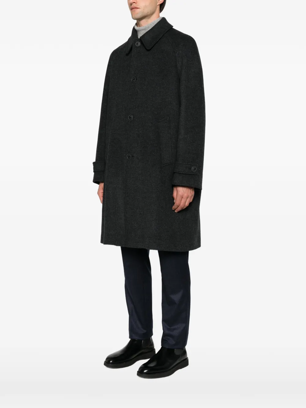 Herno button-fastening wool-blend coat Grijs