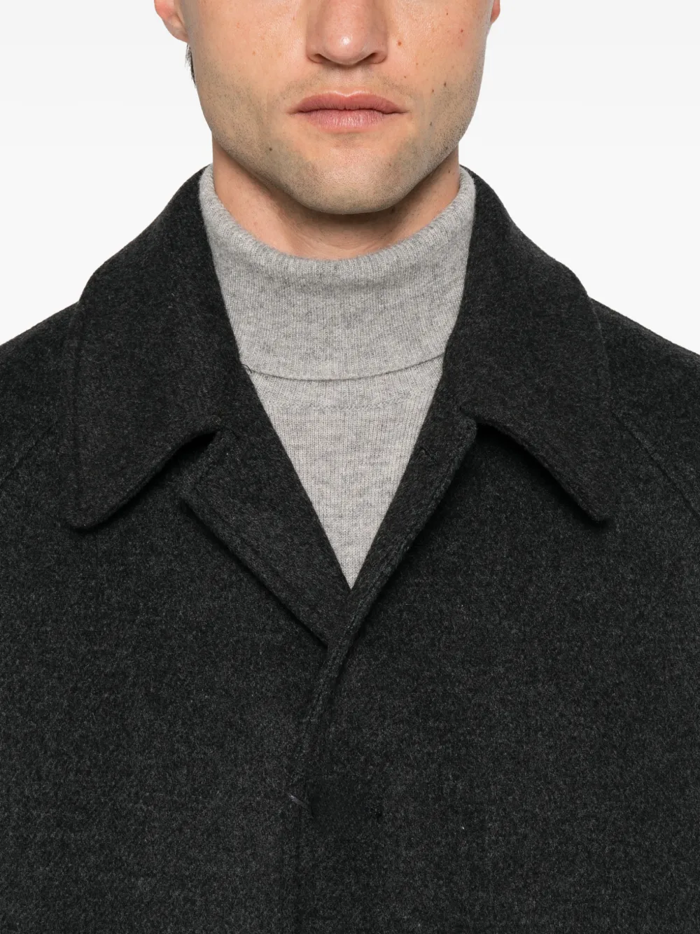 Herno button-fastening wool-blend coat Grijs
