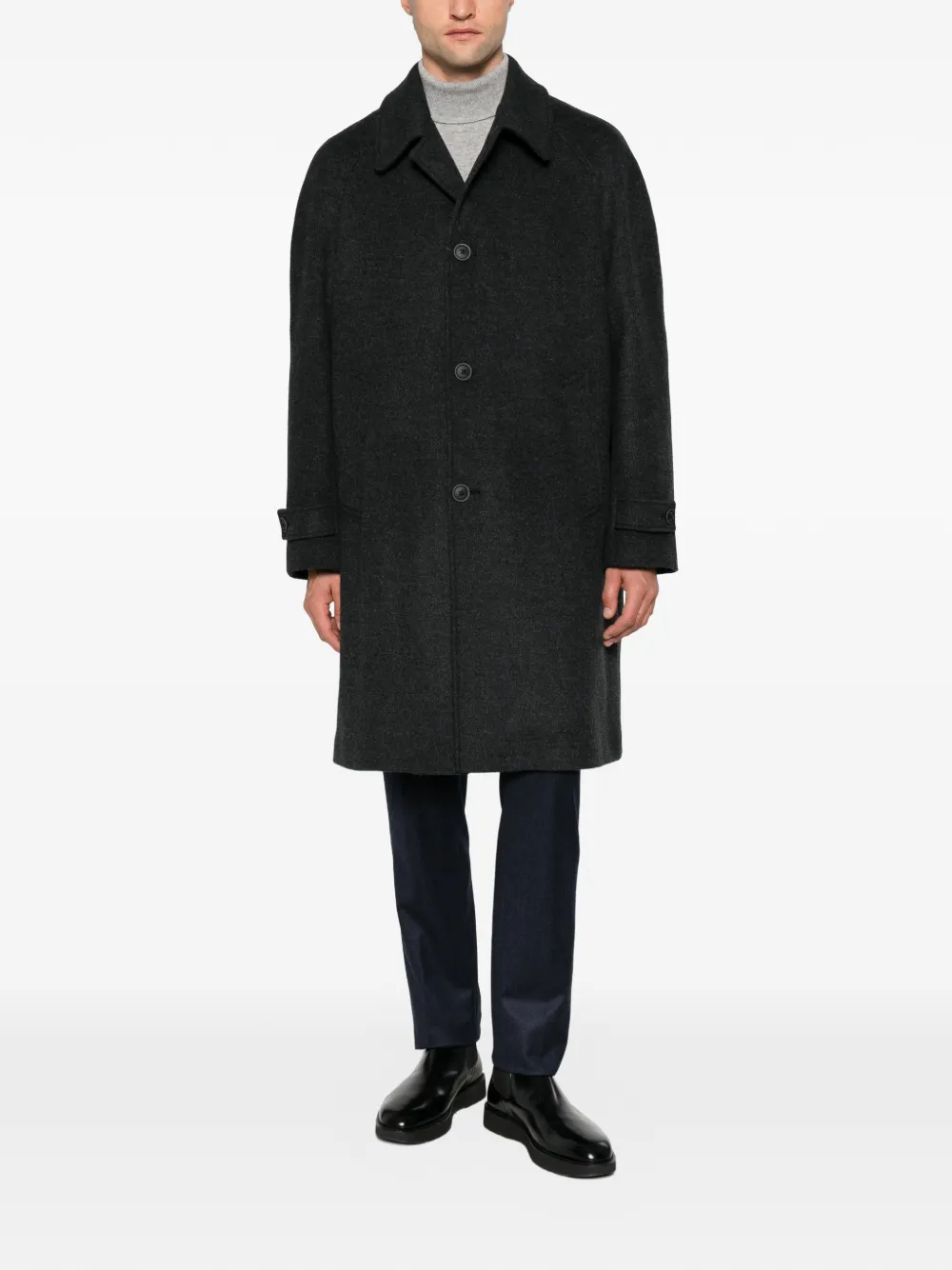 Herno button-fastening wool-blend coat Grijs