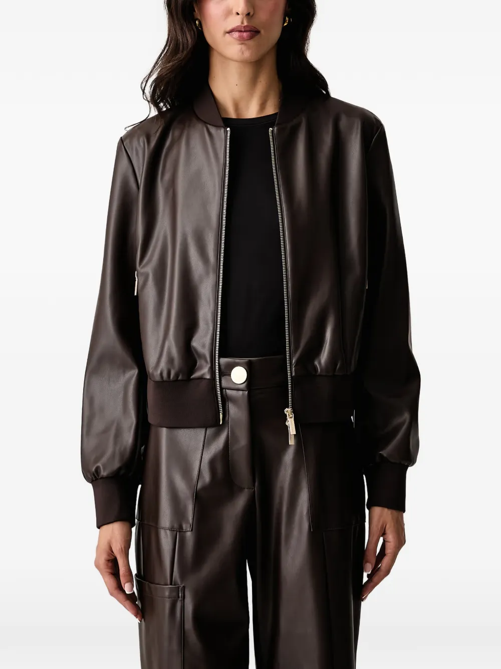Armani Exchange faux-leather bomber jacket