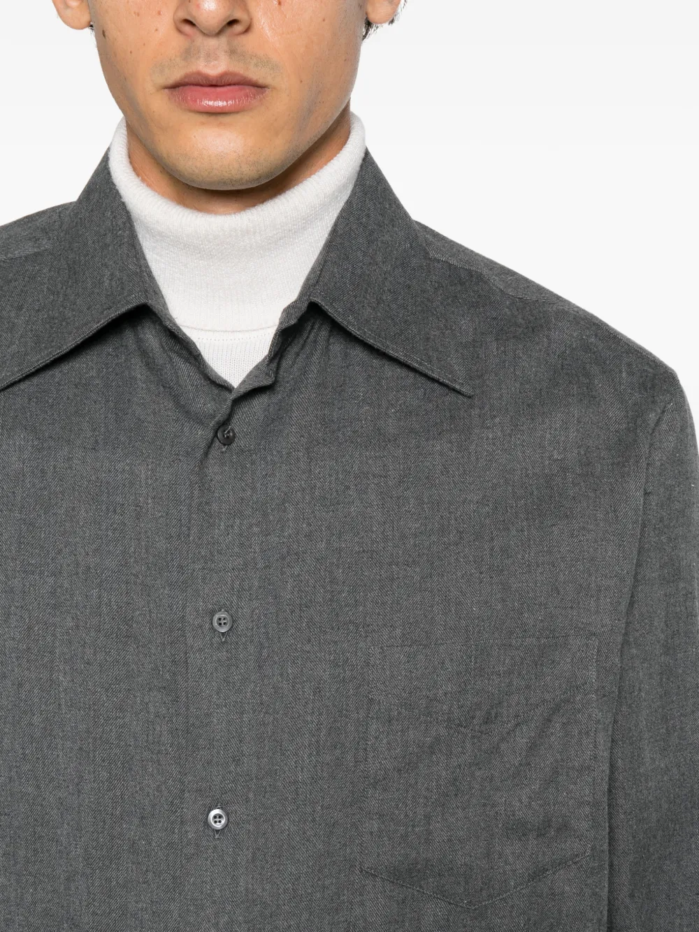 Brunello Cucinelli Overhemd met borstzak en visgraat-patroon Grijs