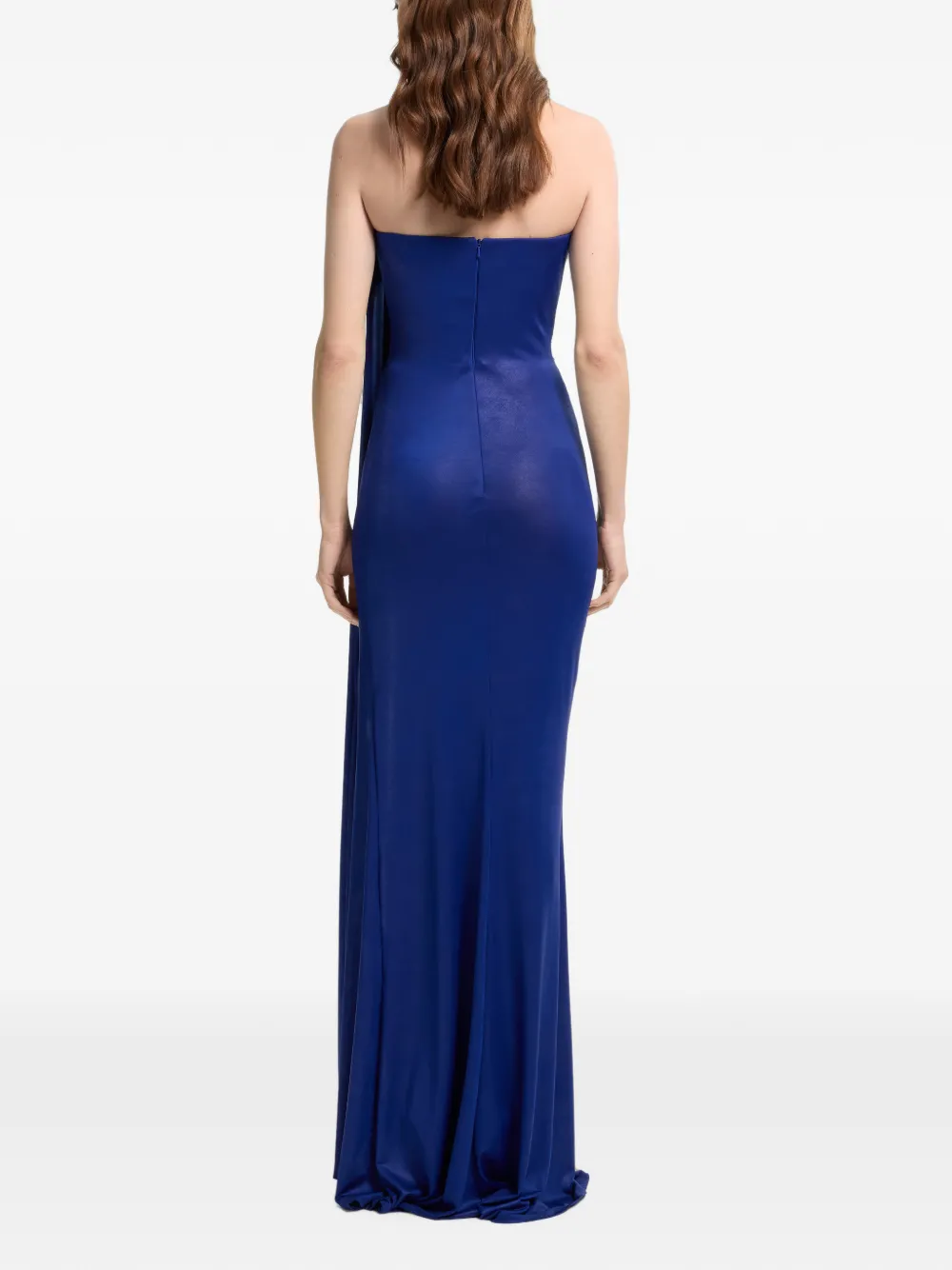 Elie Saab strapless draped maxi dress Blauw