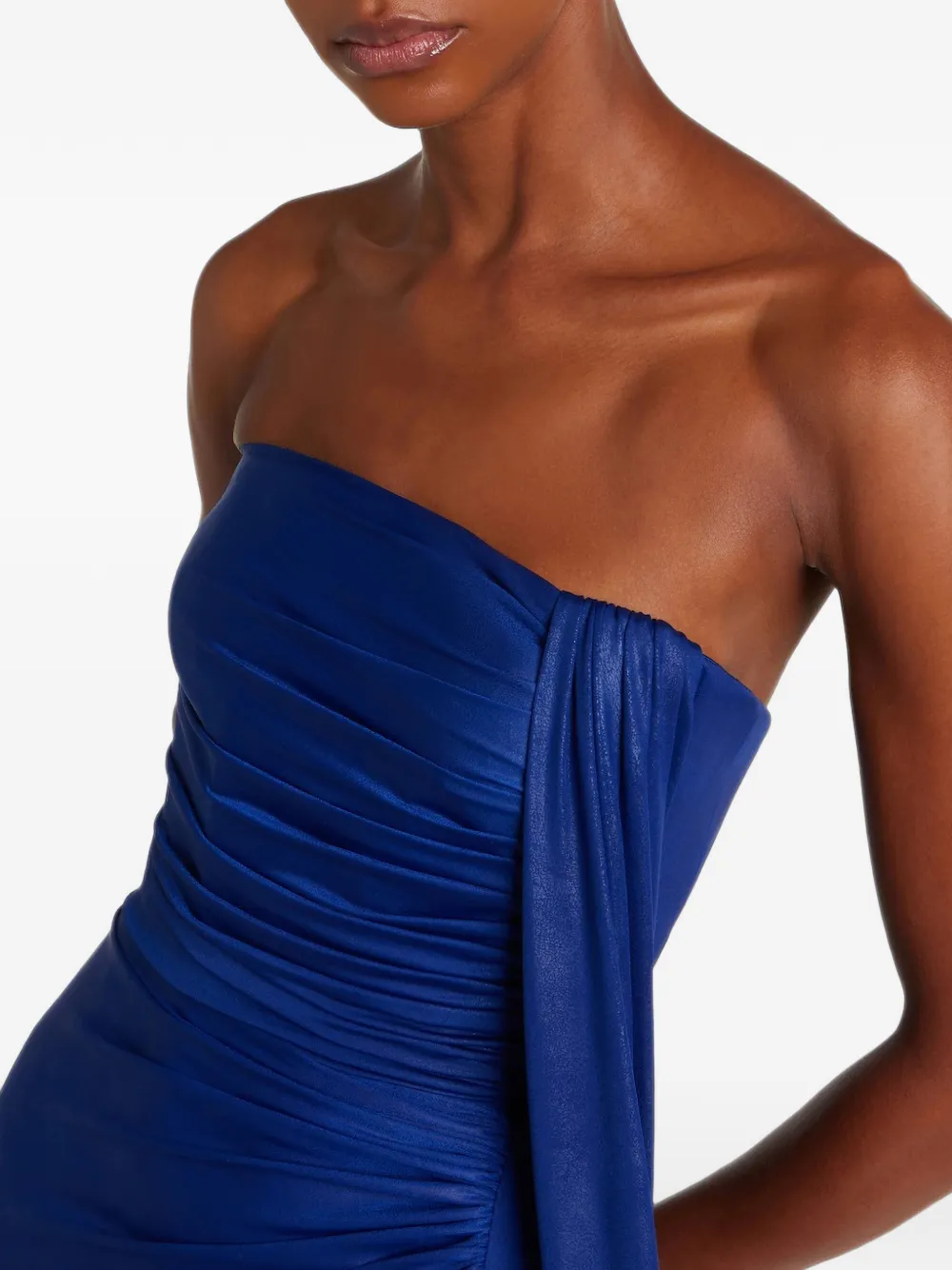Elie Saab strapless draped maxi dress Blauw