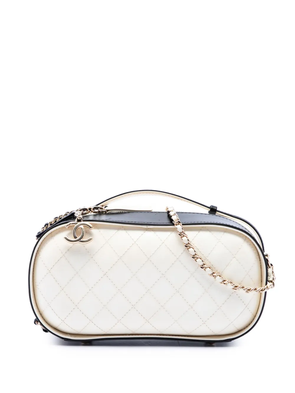 CHANEL Pre-Owned 2019 CC Quilted Crumpled Calfskin Vanity Case satchel - Bianco