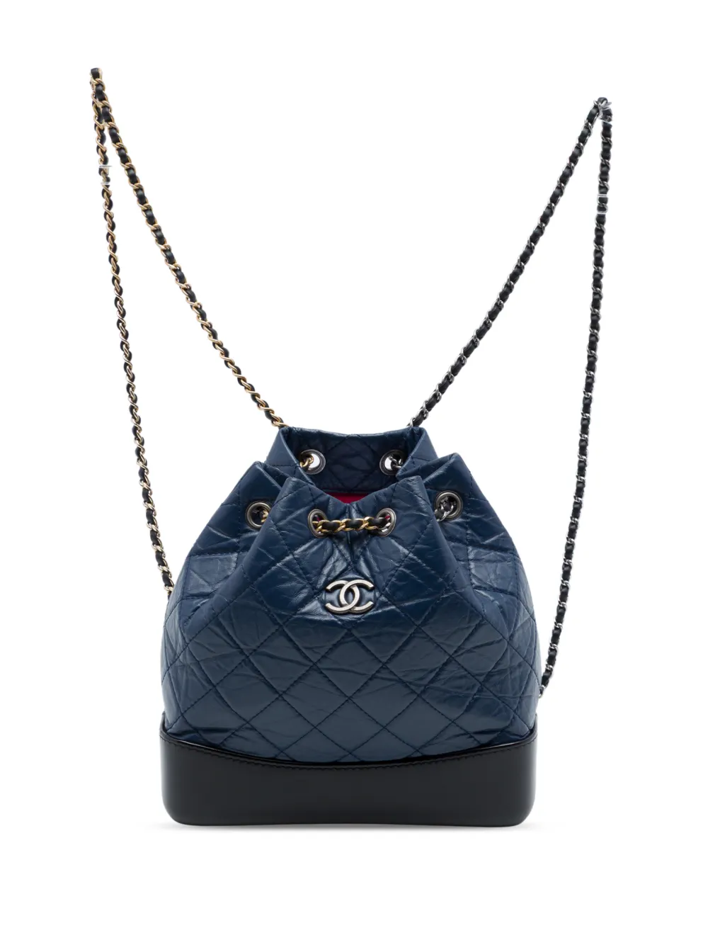 CHANEL Pre-Owned 2018 Small Bicolor Quilted Aged Calfskin Gabrielle backpack - Blu