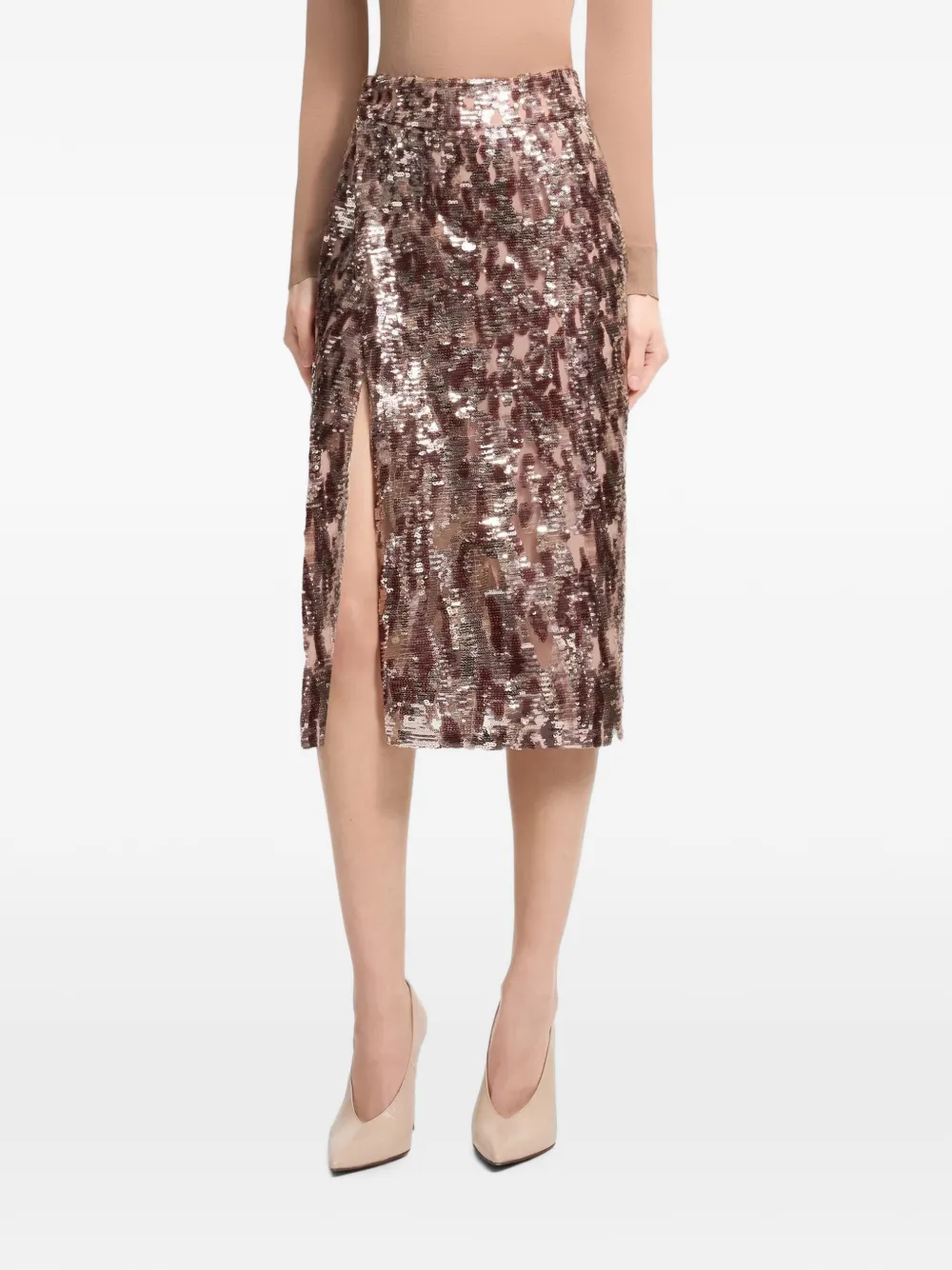 Elie Saab Rok verfraaid met pailletten Bruin
