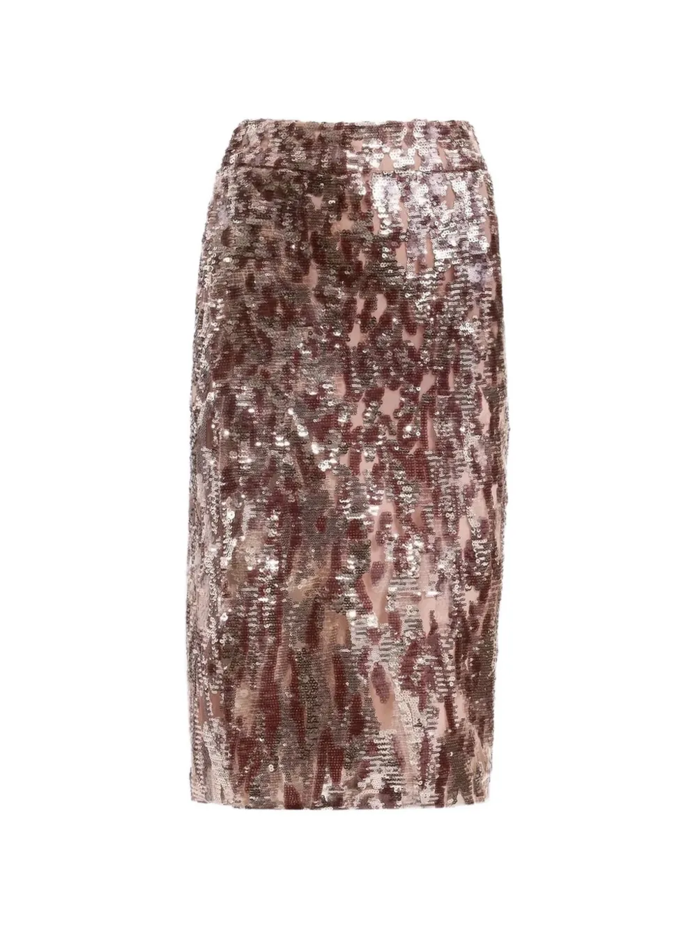 Elie Saab sequin-embellished side-slit midi skirt - Marrone