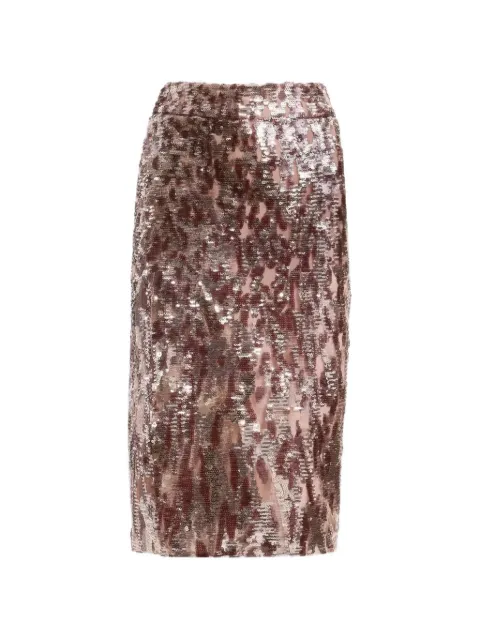 Elie Saab sequin-embellished side-slit midi skirt