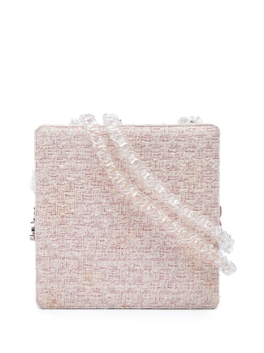 CHANEL Pre-Owned 2016-2017 Square Tweed PVC Chain Fantasy shoulder bag - Pink