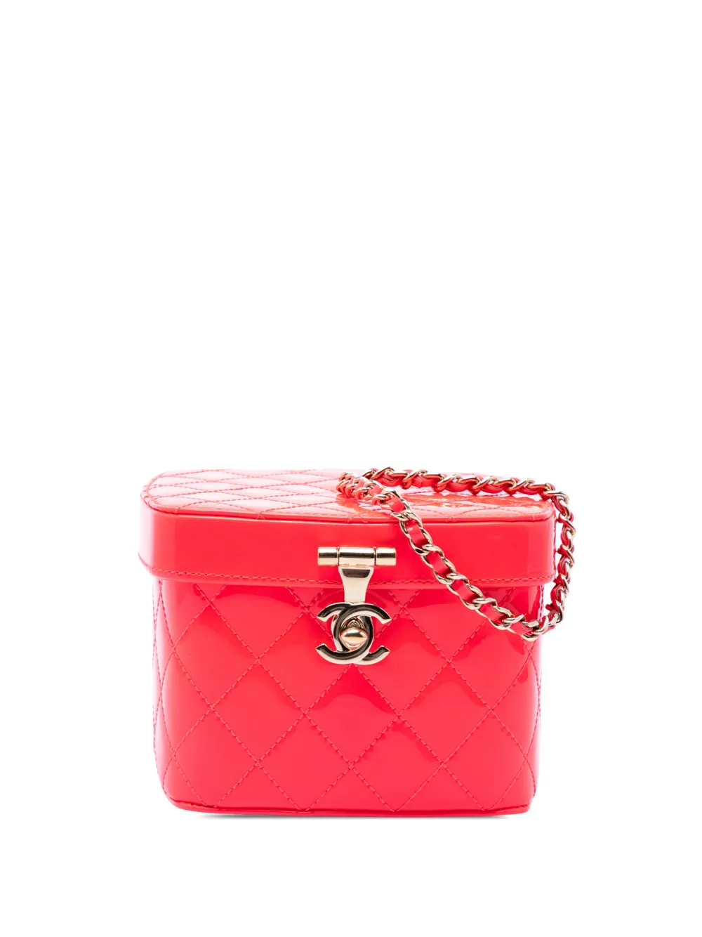 CHANEL Pre-Owned 2016-2017 Mini CC Quilted Patent vanity bag - Rosa