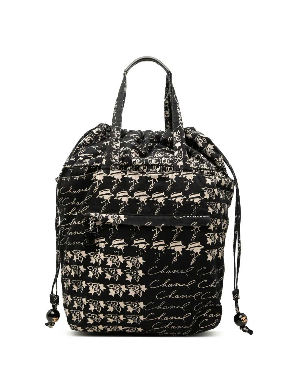 CHANEL Pre-Owned 2005-2006 CC Canvas Grafitti Drawstring tote bag - Nero
