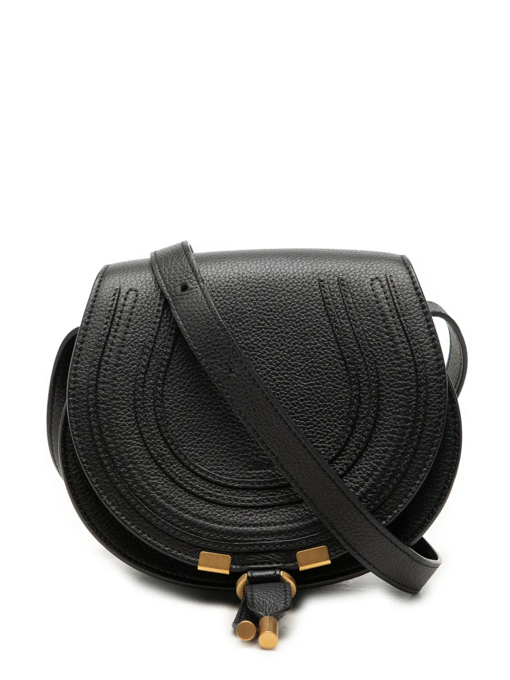 Chloé Pre-Owned 2023 Small Grained Leather Marcie Saddle crossbody bag - Nero