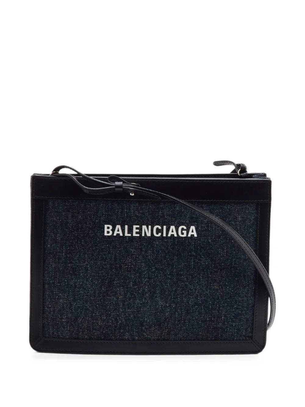 Balenciaga Pre-Owned Pochette leather-trim crossbody bag - Blu