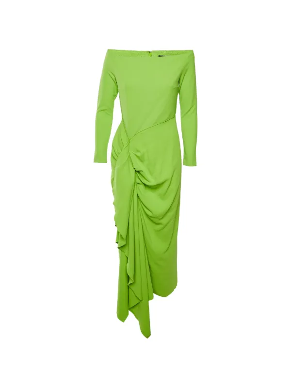 Solace London Lotus Draped Midi Dress | Green
