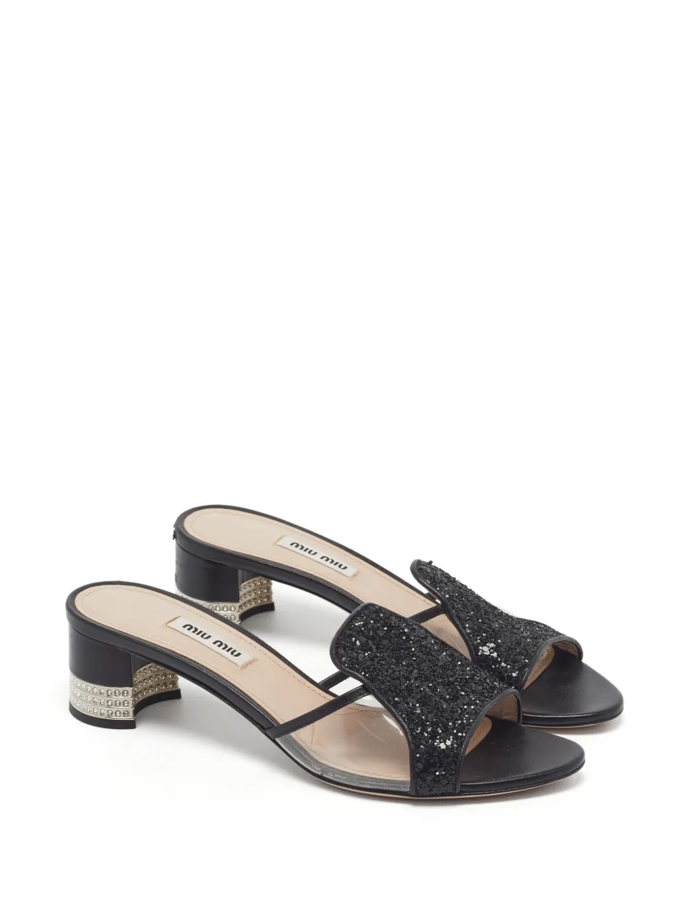 Miu Miu Pre-Owned sandales à ornements en cristal - Noir Miu Miu Pre-Owned sandales à ornements en cristal - Noir