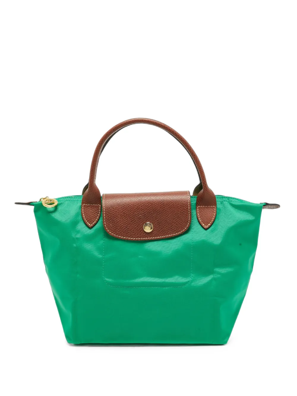 Longchamp small Le Pliage leather-trim tote bag - Verde