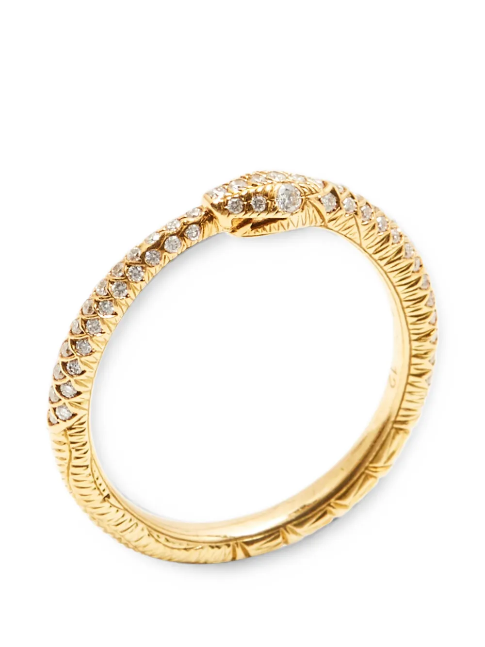 Pre-owned Gucci Ouroboros Snake Diamond Ring In 金色