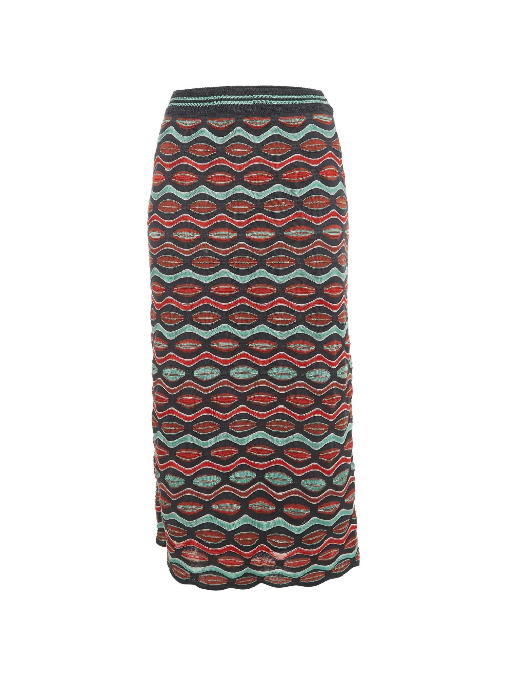 Missoni Pre-Owned wave-pattern knitted midi skirt - Nero