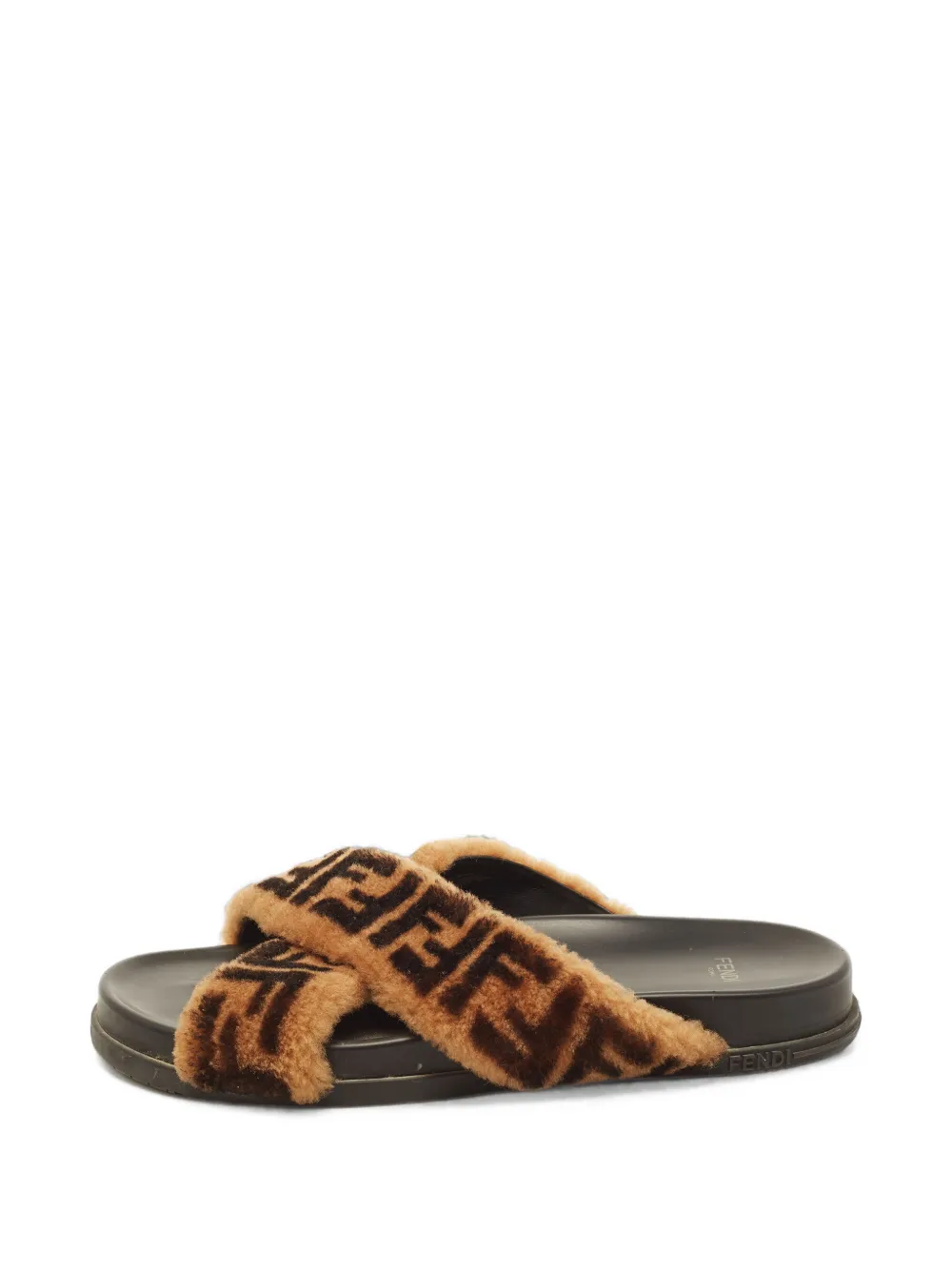 Fendi Pre-Owned Zucca criss-cross slides - Marrone